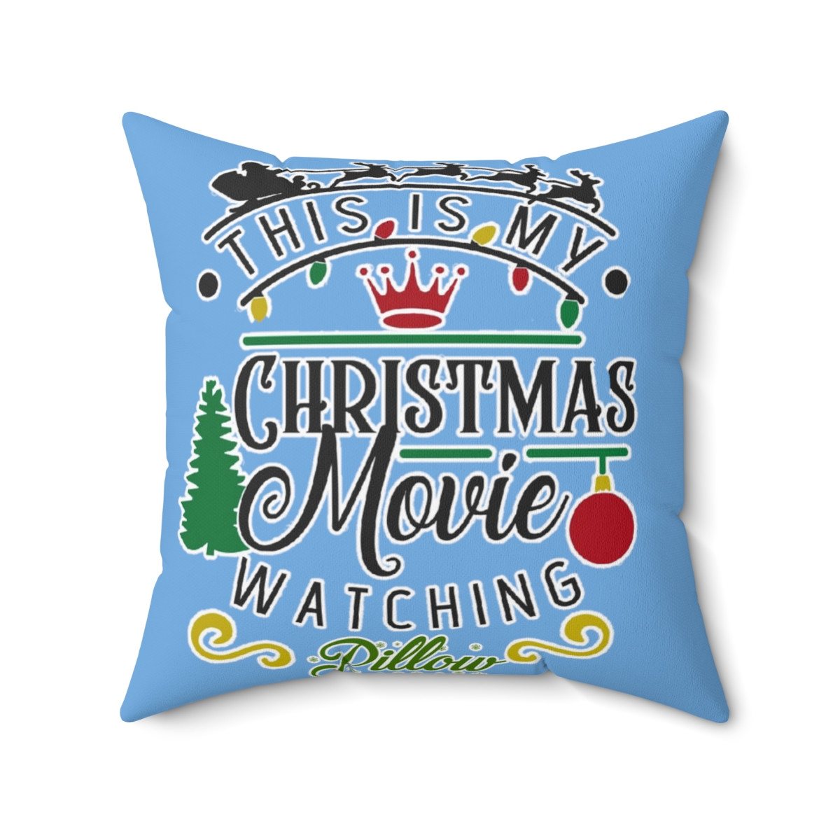 Spun Polyester Square Pillow Christmas movie watching 