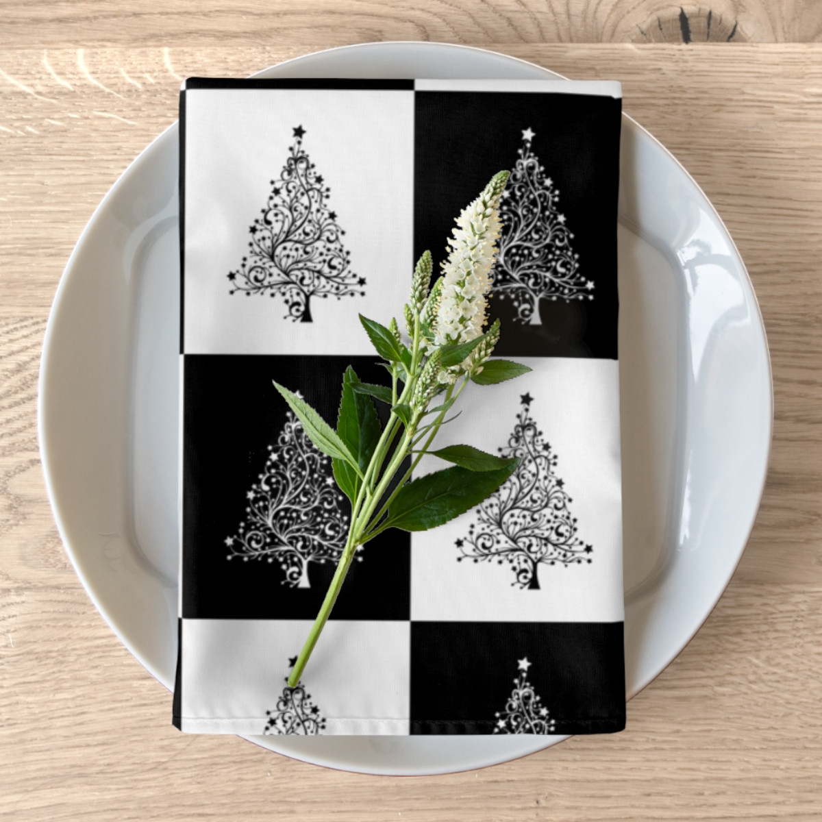 Napkins Christmas black and white 
