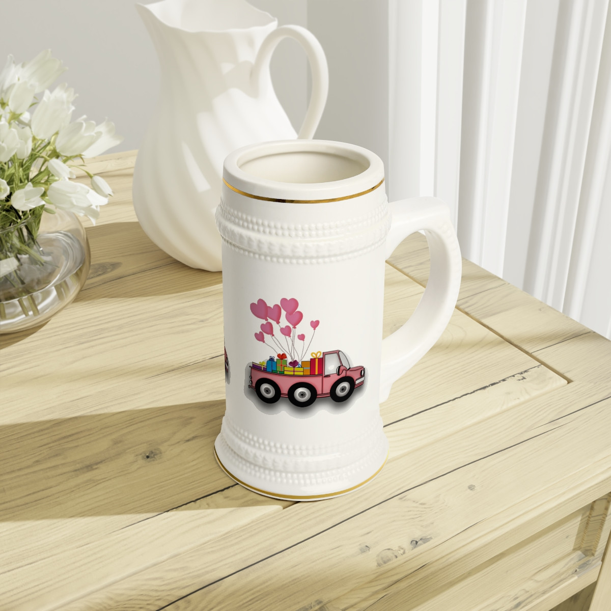 Stein Mug Truck with balloons