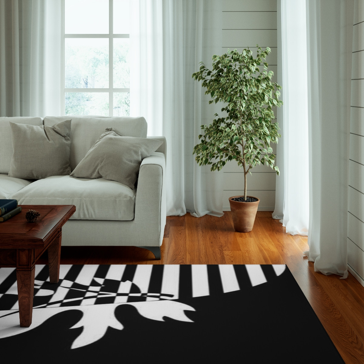 Dornier Rug black and white Leaf