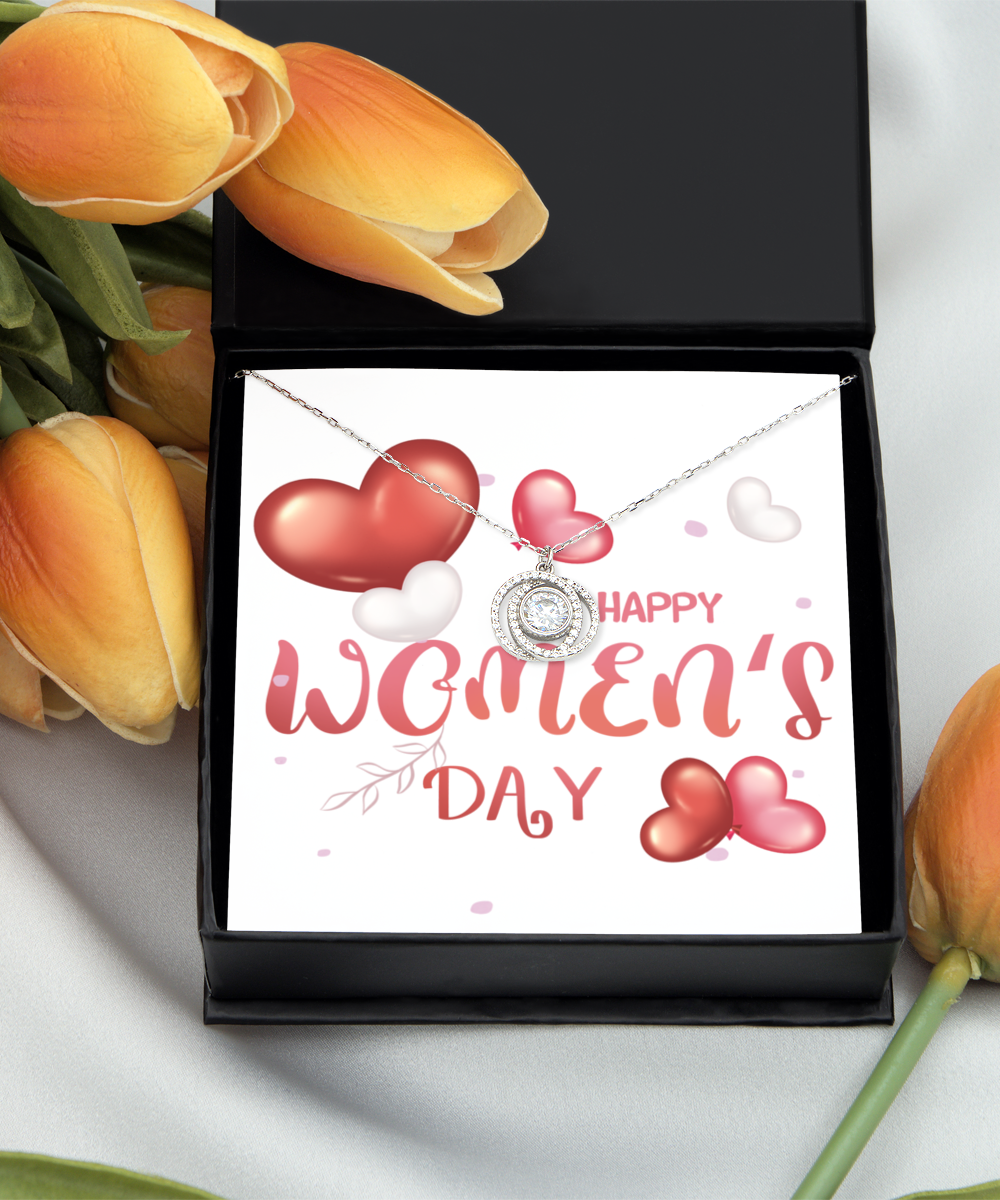 Happy Women's Day, Double zircons necklace