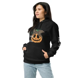Bullets & Bonfires Pumpkin Two-Sided Unisex eco raglan hoodie