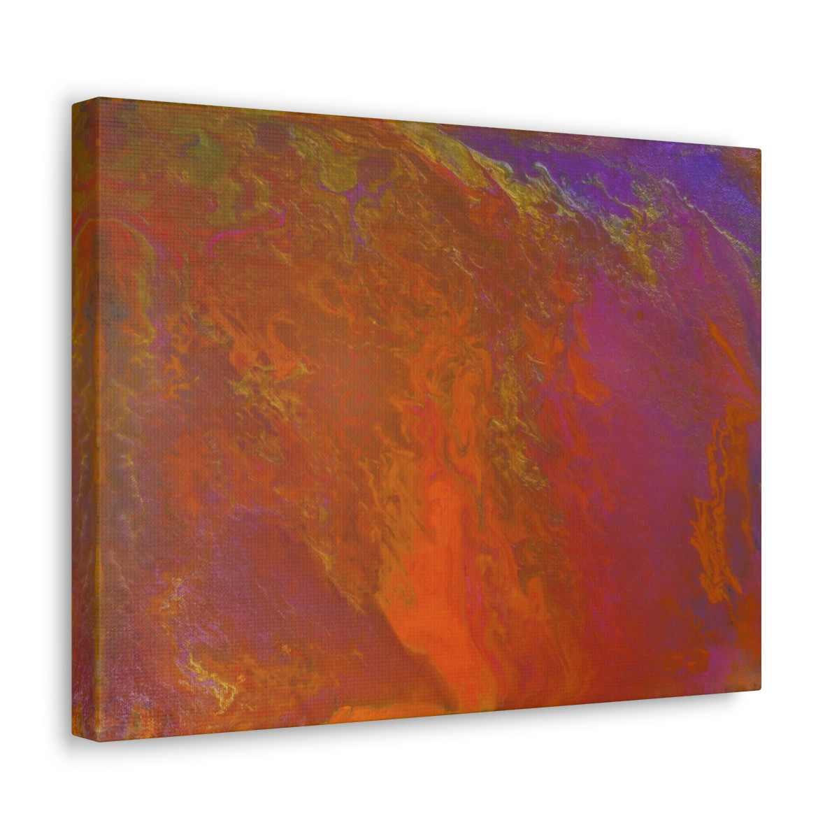 "Golden Flame Paint Pour" on Canvas