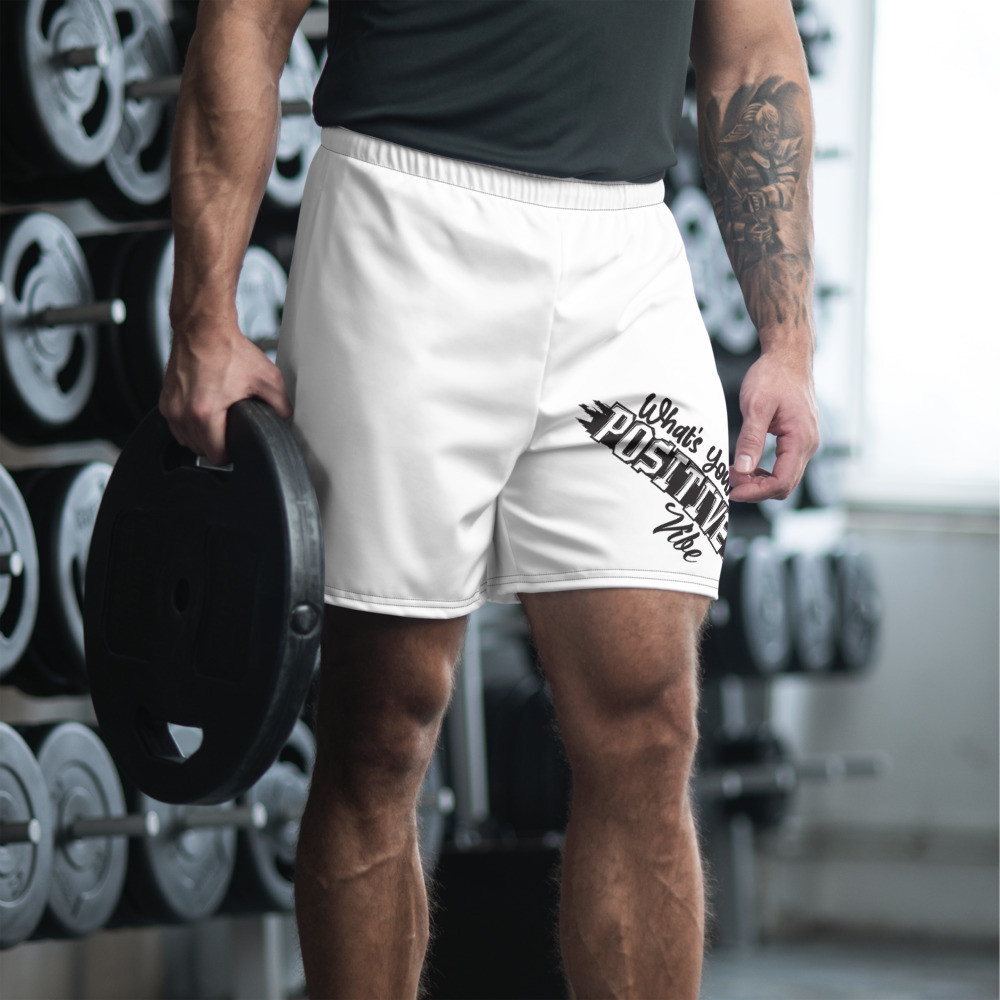 What's Your Positive Vibe Men's Athletic Long Shorts WHT