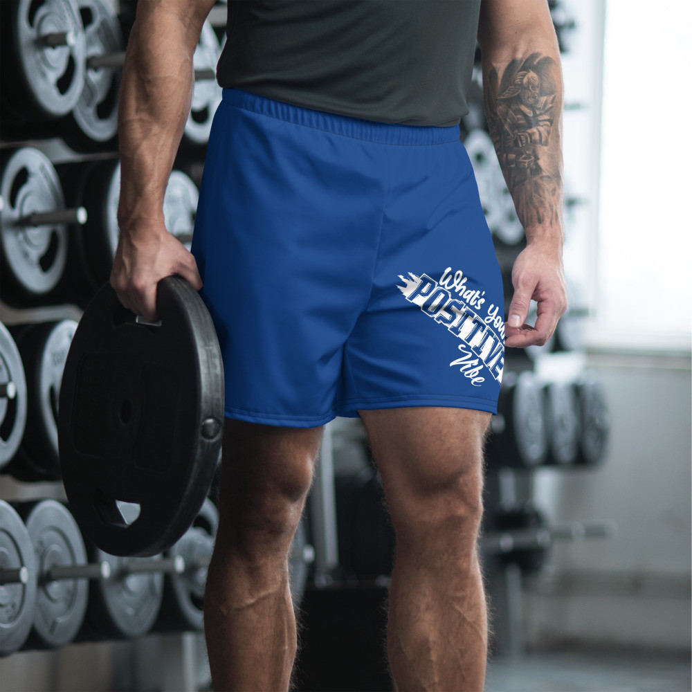 What's Your Positive Vibe Men's Athletic Long Shorts BLUE