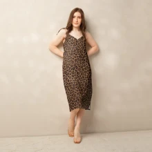 Leopard Print Tie-strap midi dress