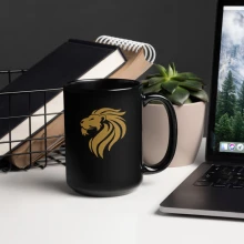 Lion-Chayil Black Glossy Mug