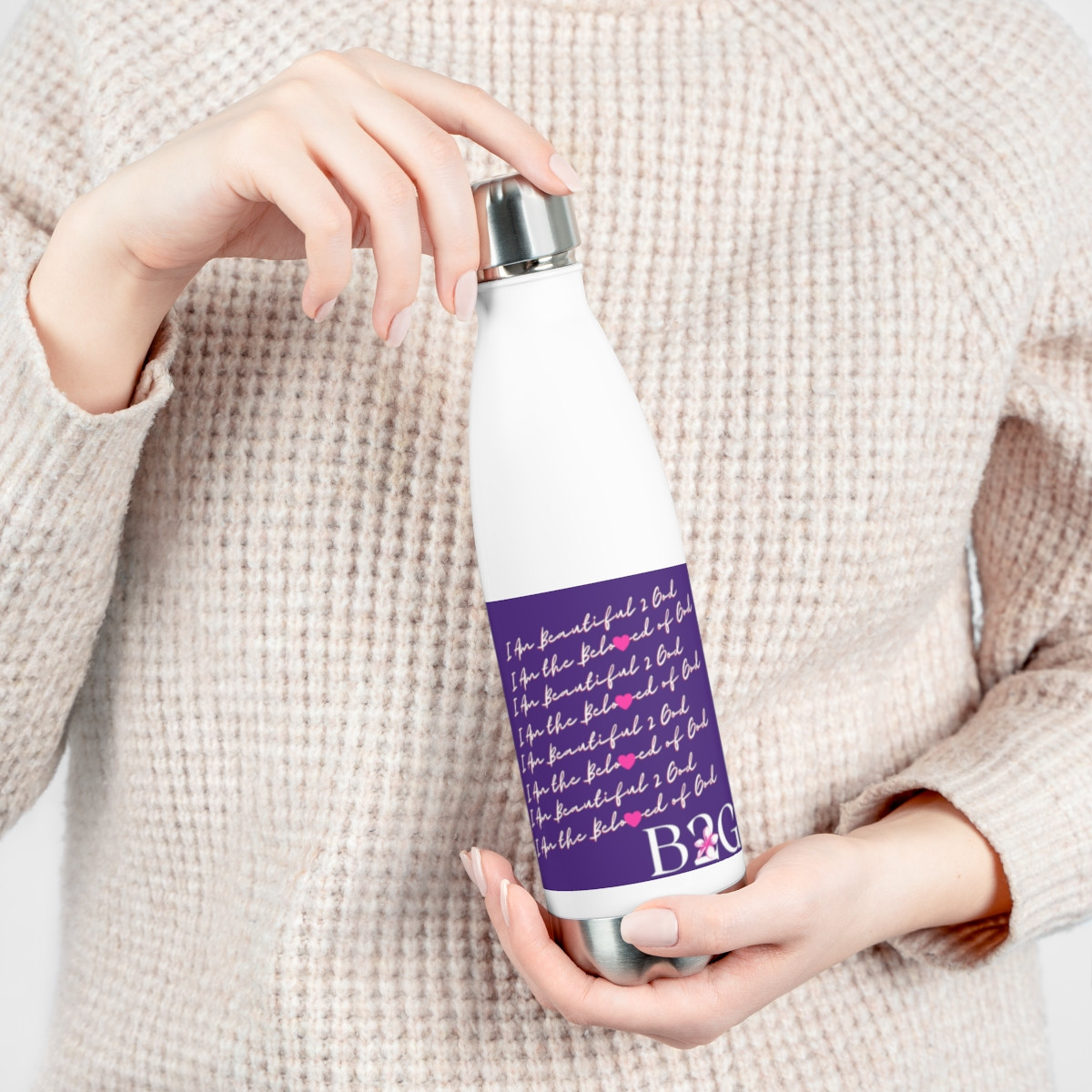 I Am the Beloved of God – Royal Purple 20 oz Insulated Stainless-Steel Water Bottle