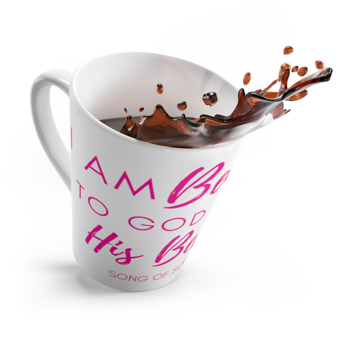 I Am Beautiful to God: Script - Stylish White/Pink 12 oz Latte Mug