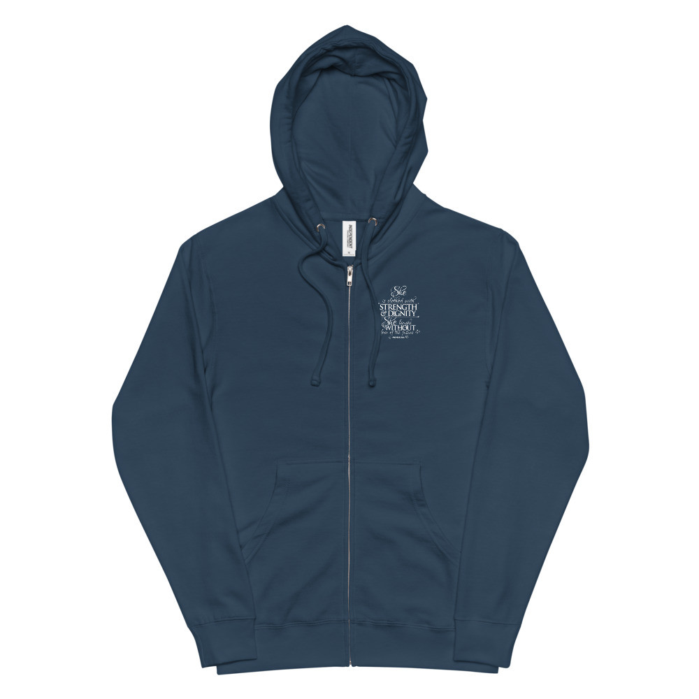 Strength & Dignity - Unisex Fleece Zip Up Hoodie