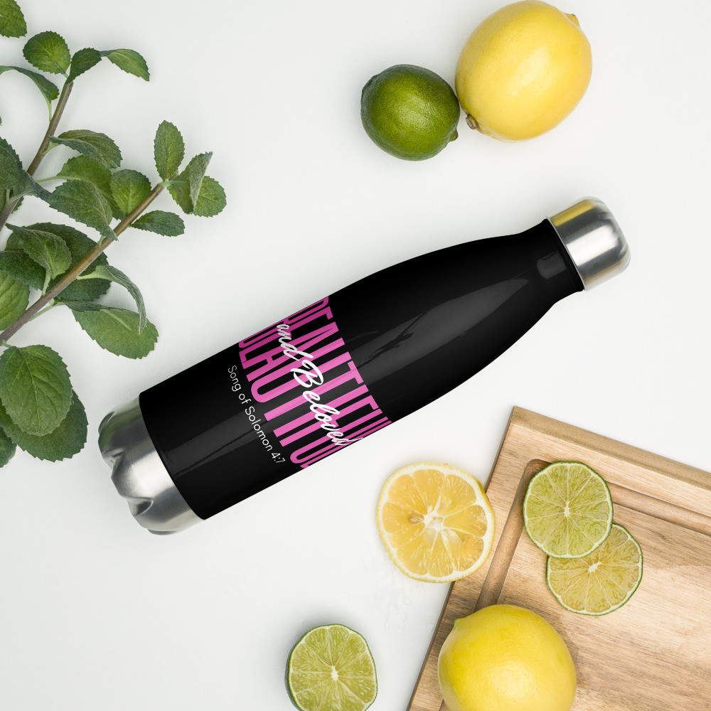 Beautiful & Beloved - Stylish Black 17 oz Stainless Steel Water Bottle