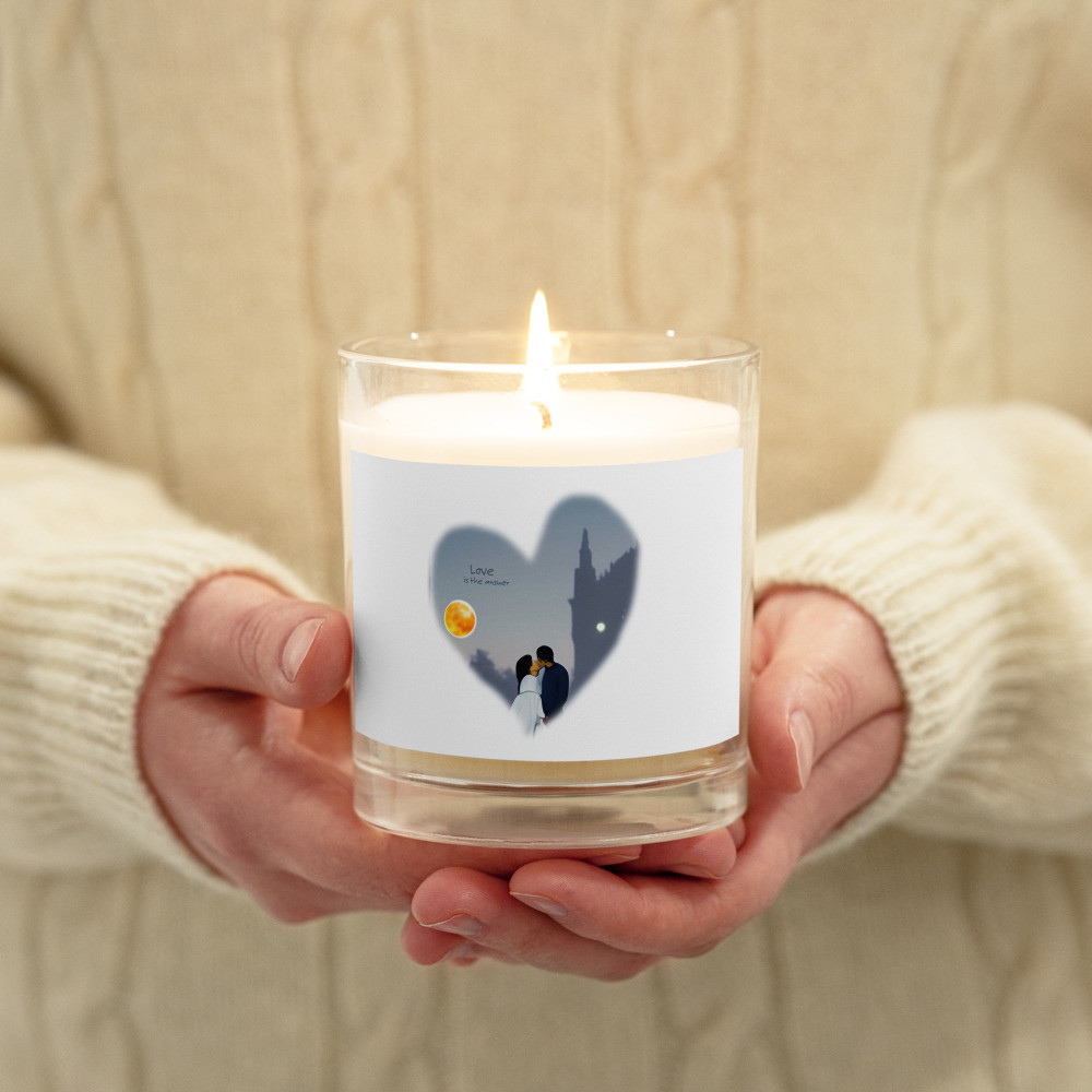 "Love is the answer" Glass jar soy wax candle