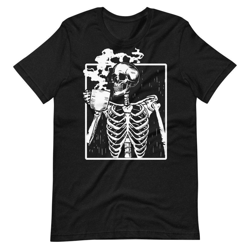 Skeleton Drinking Coffee Halloween T-shirt