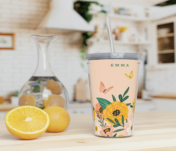 T013 Floral Print Tumbler