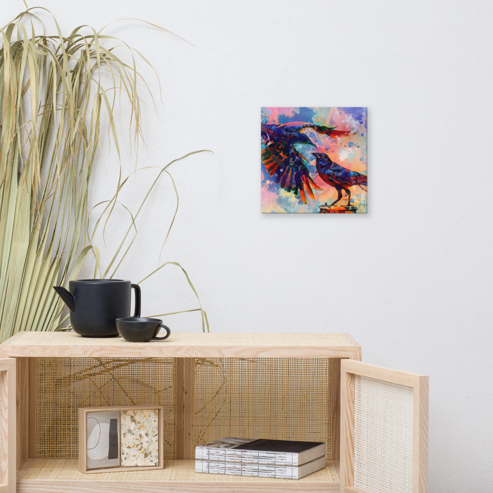 Crow's Conversation painting on canvas