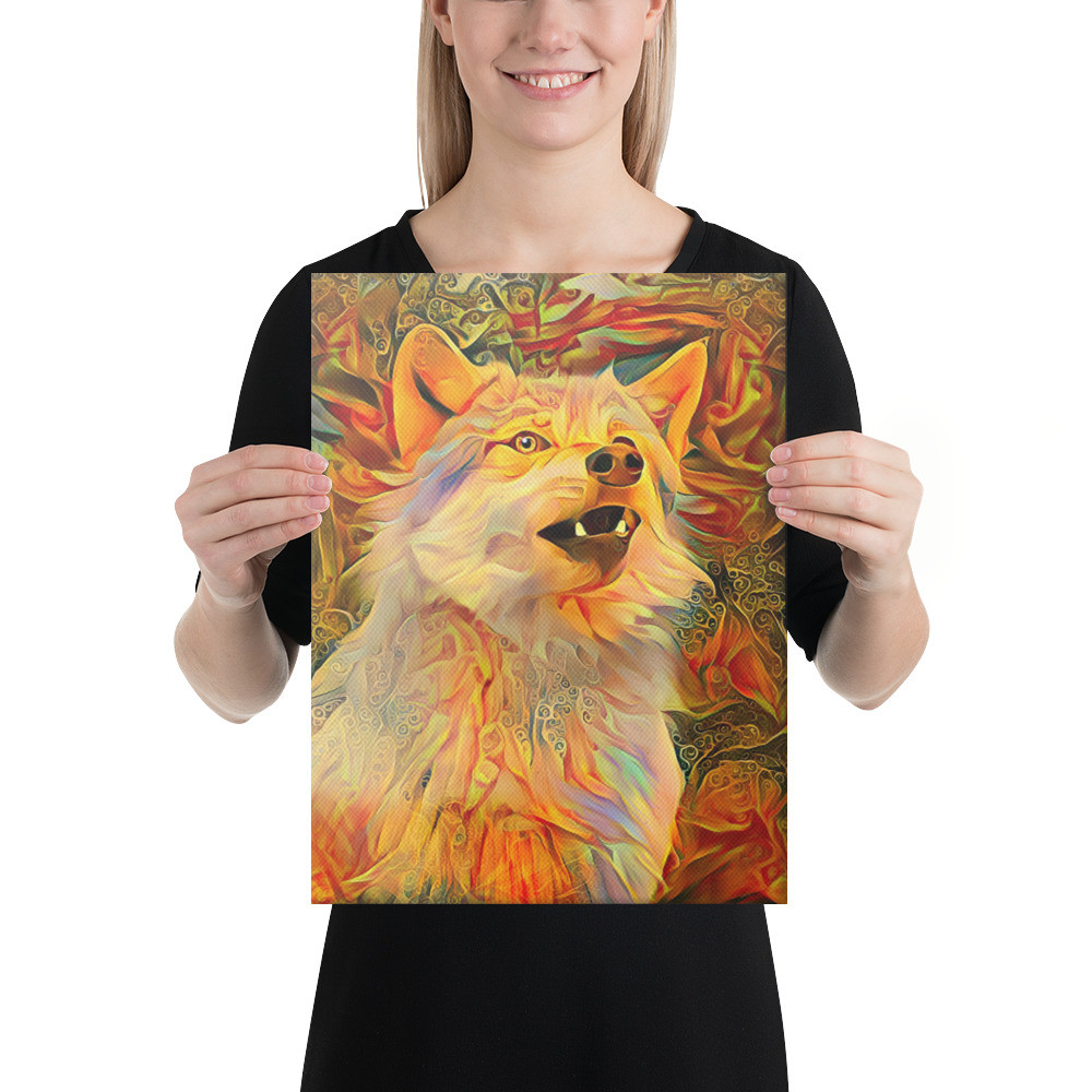 Colorful Wolf - Print on Canvas 12 x 16 Inches