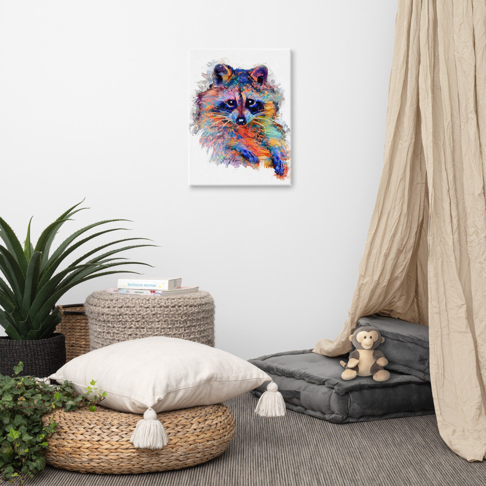 Colorful Raccoon - Canvas Print in 3 sizes