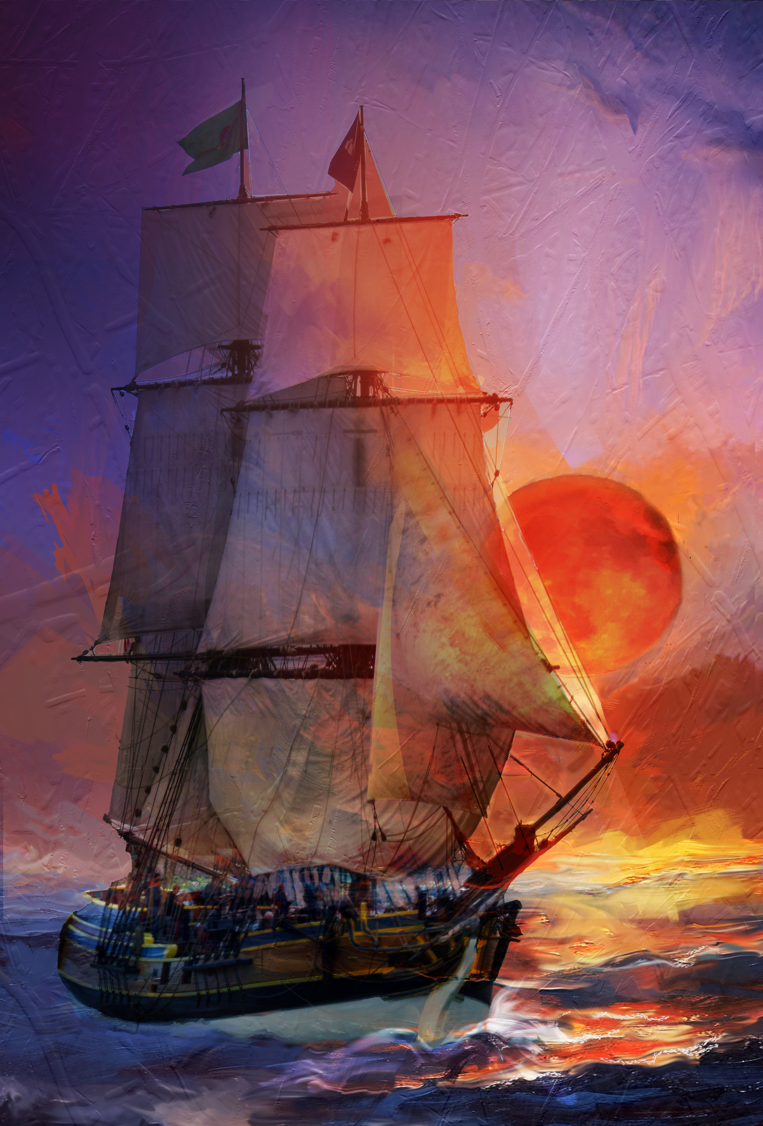 Lady Washington Ship Art Print on Canvas 16 x 24 inches