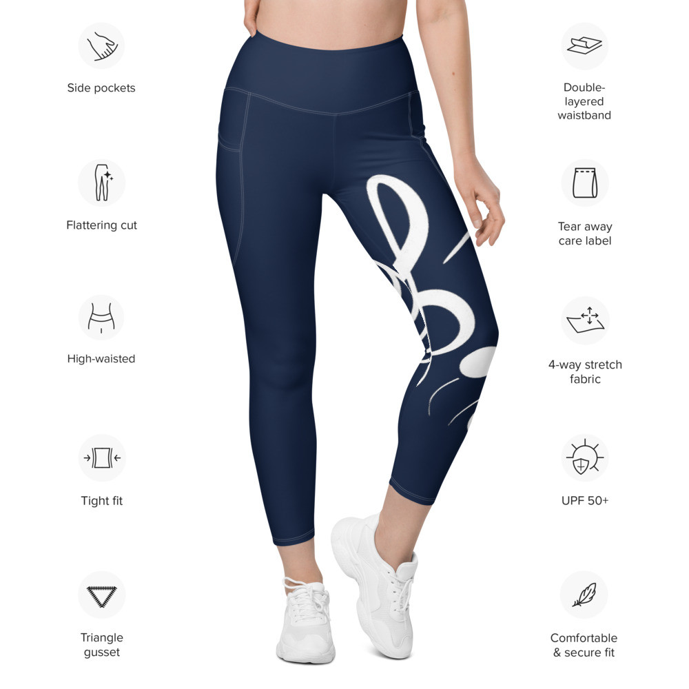 Navy Music Leggings With Pockets