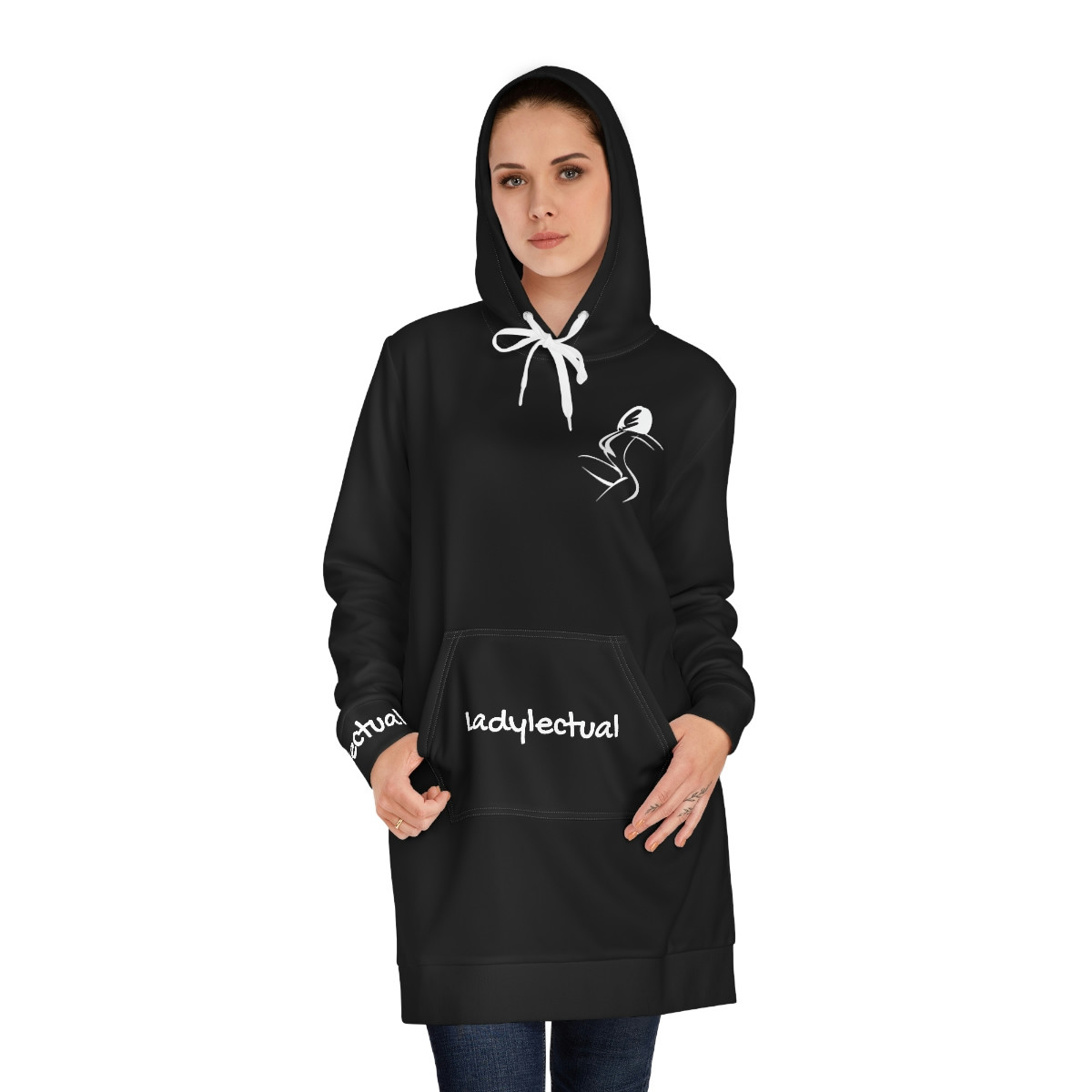 Ladylectual Women's Hoodie Dress (Black)