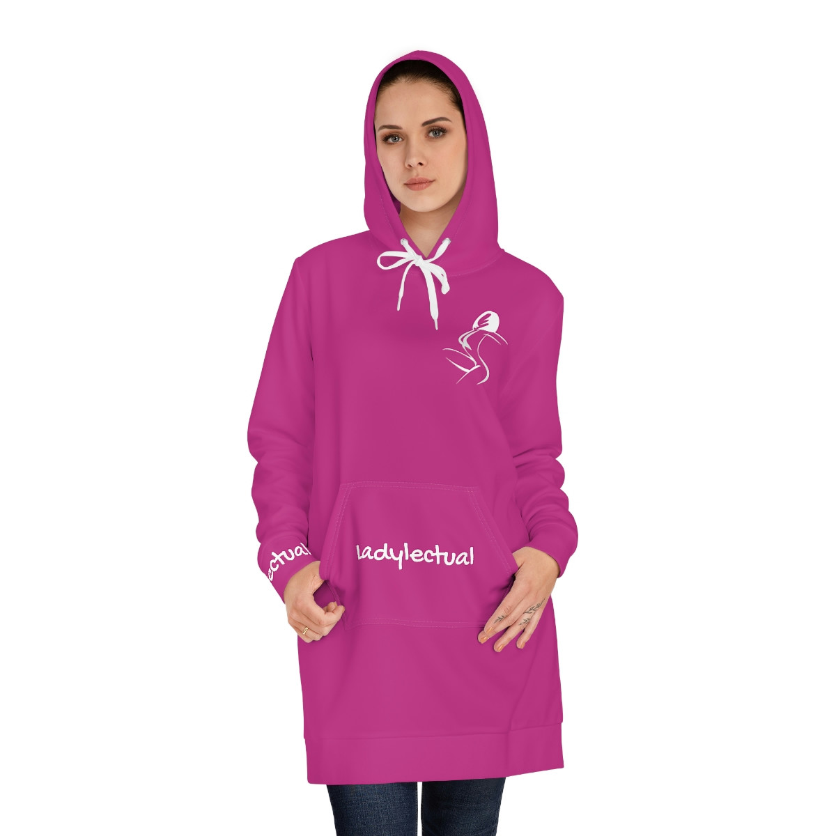 Ladylectual Women's Hoodie Dress (Pink)
