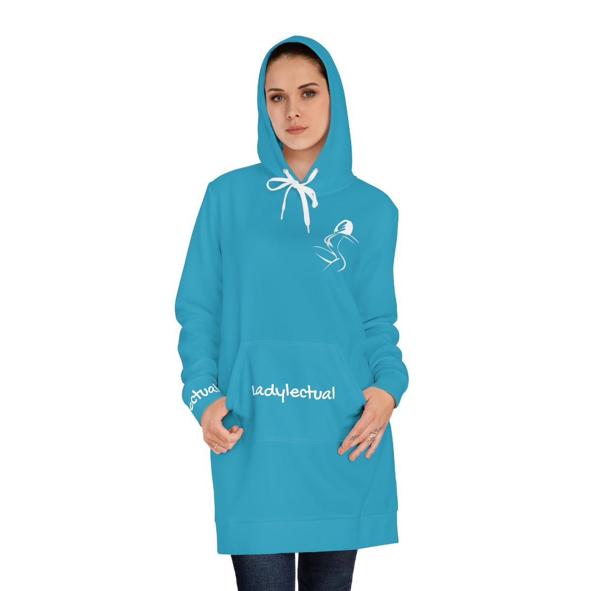 Ladylectual Women's Hoodie Dress (Turquoise)