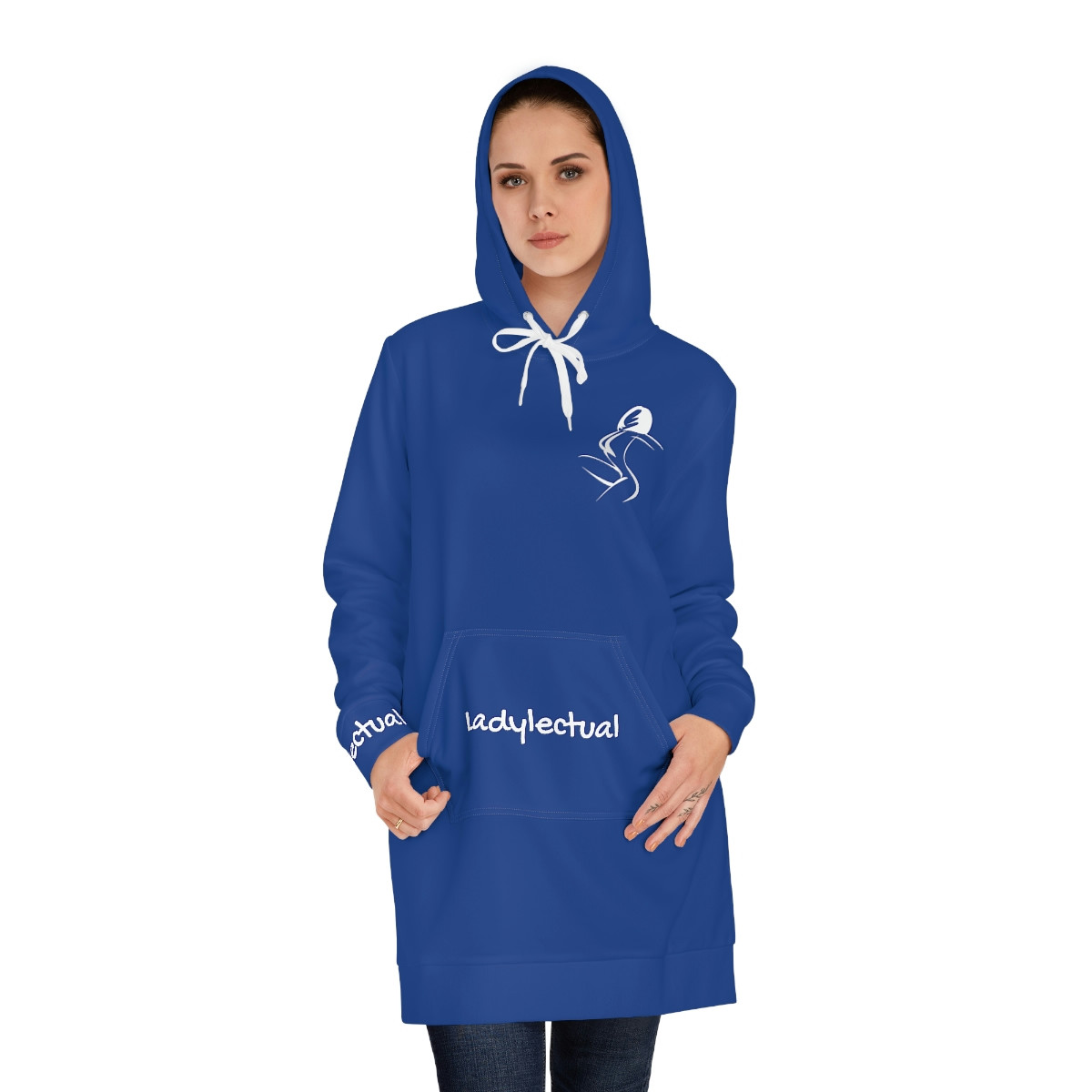 Ladylectual Women's Hoodie Dress (Blue)