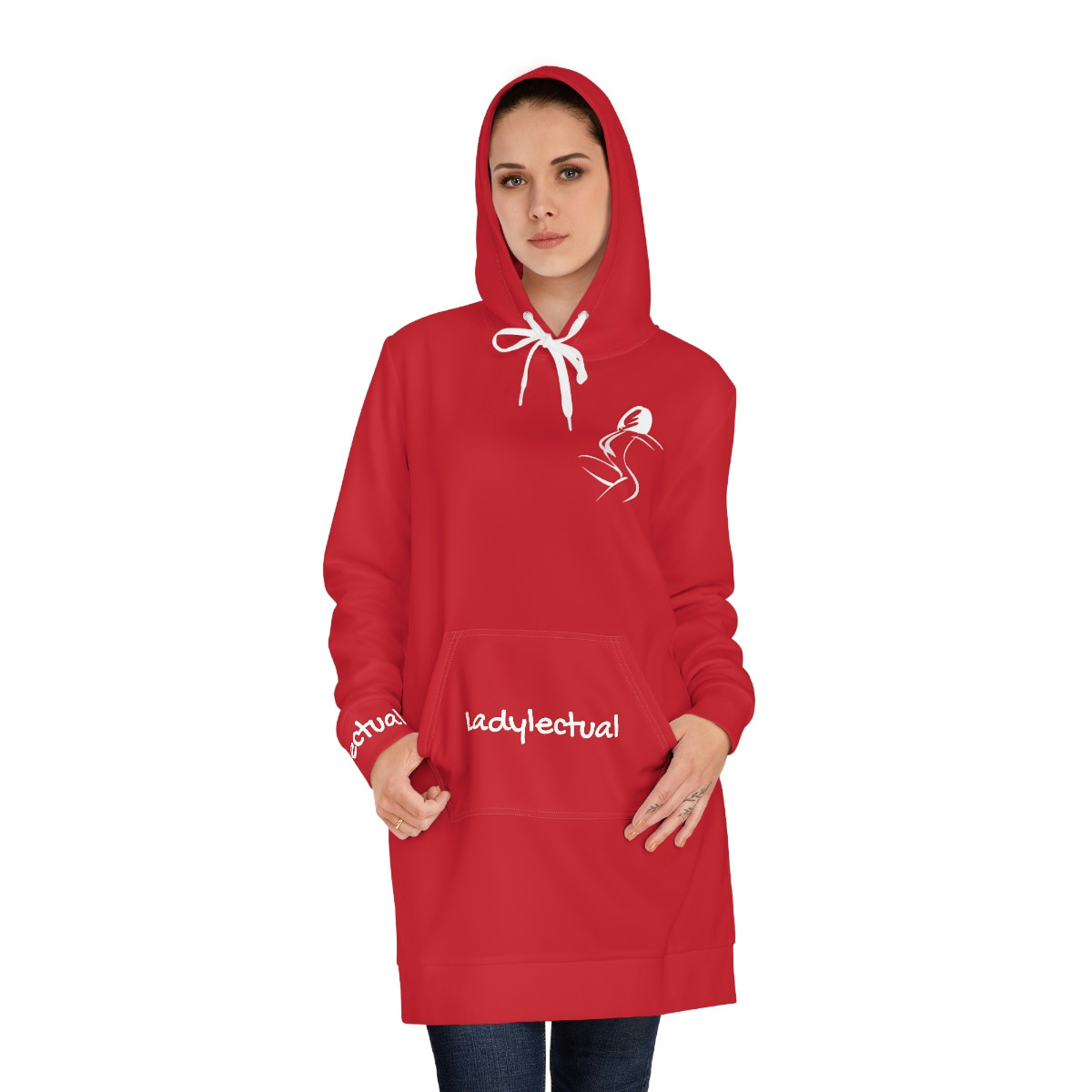 Ladylectual Women's Hoodie Dress (Red)
