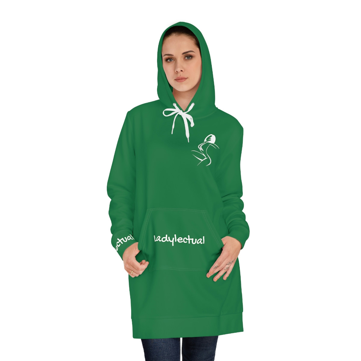 Ladylectual Women's Hoodie Dress (Green)