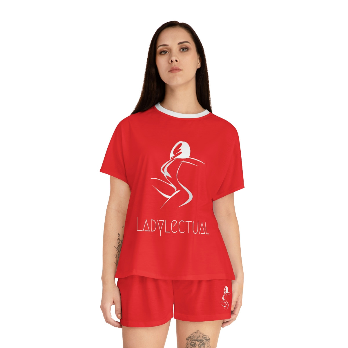 Women's Ladylectual Short Pajama Set (Red)
