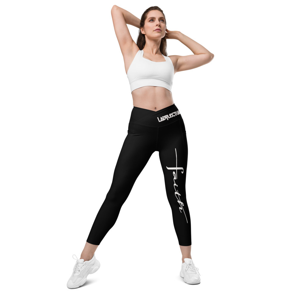 Faith Crossover Leggings With Pockets Black