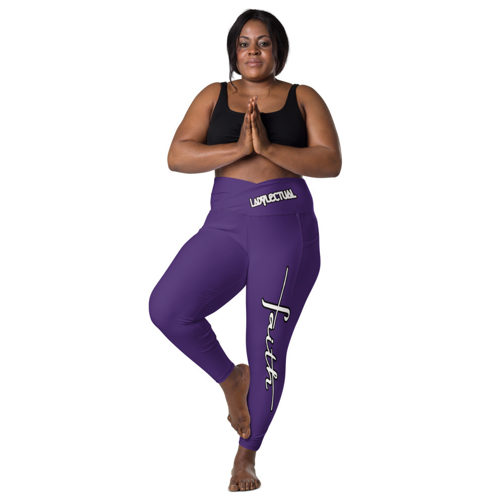 Faith Crossover Leggings With Pockets Purple
