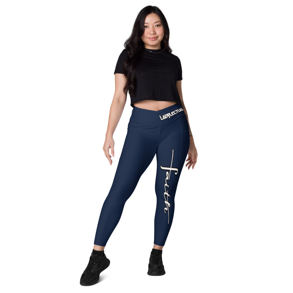Faith Crossover Leggings With Pockets Navy