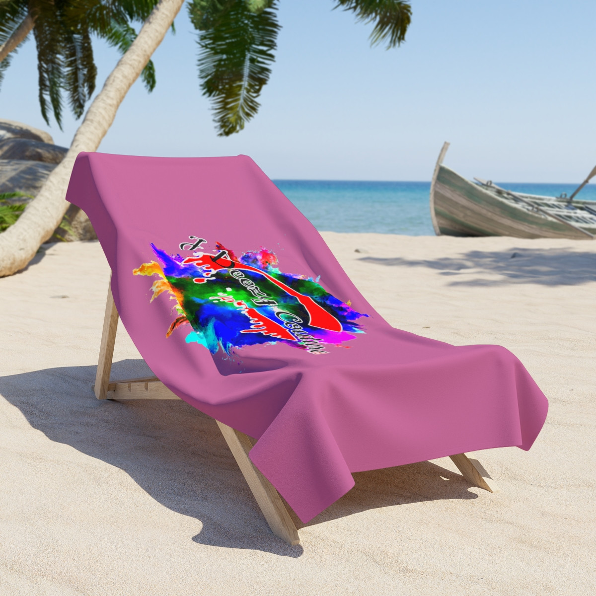 J Deezy Couture Splash Beach Towel Light Pink
