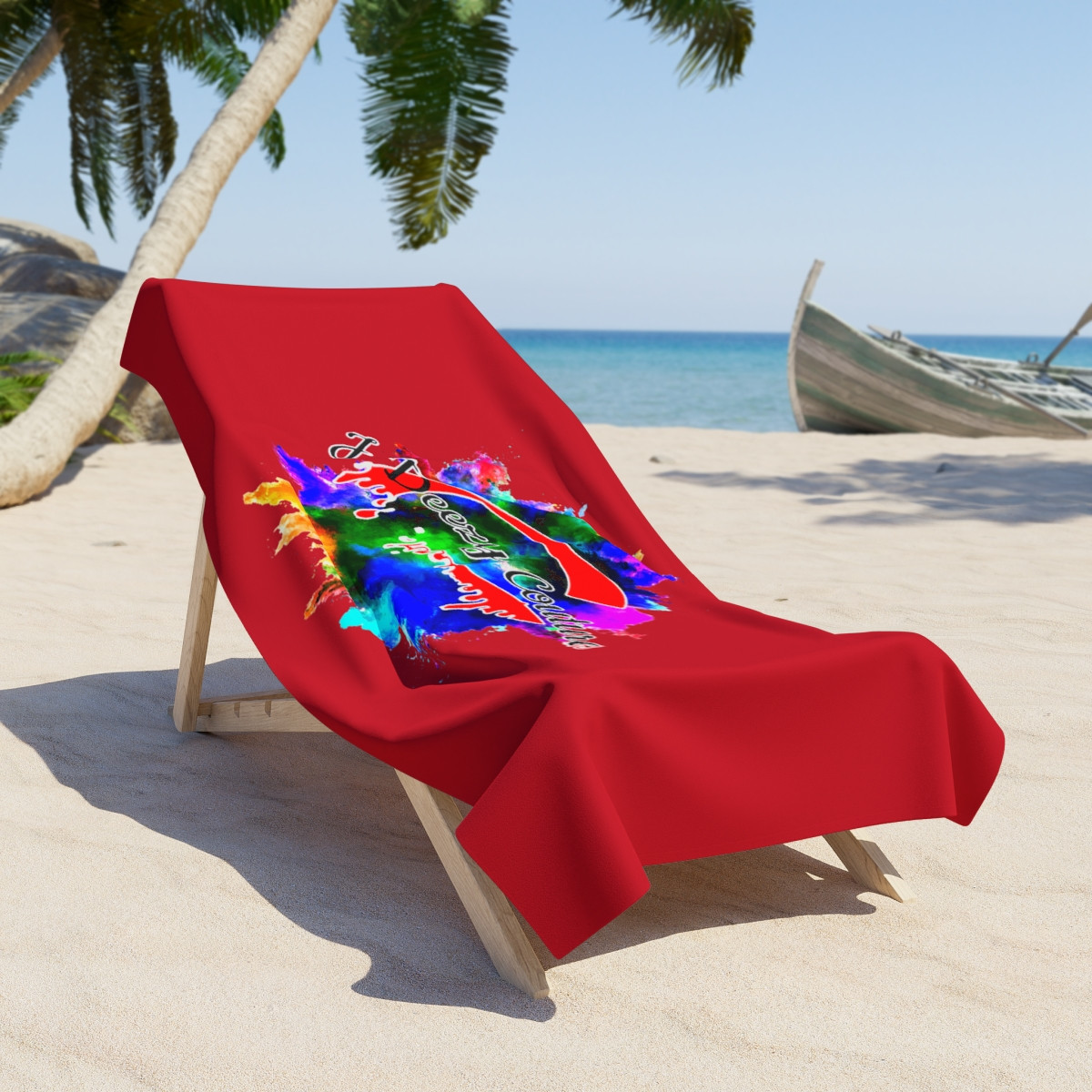 J Deezy Couture Splash Beach Towel Red
