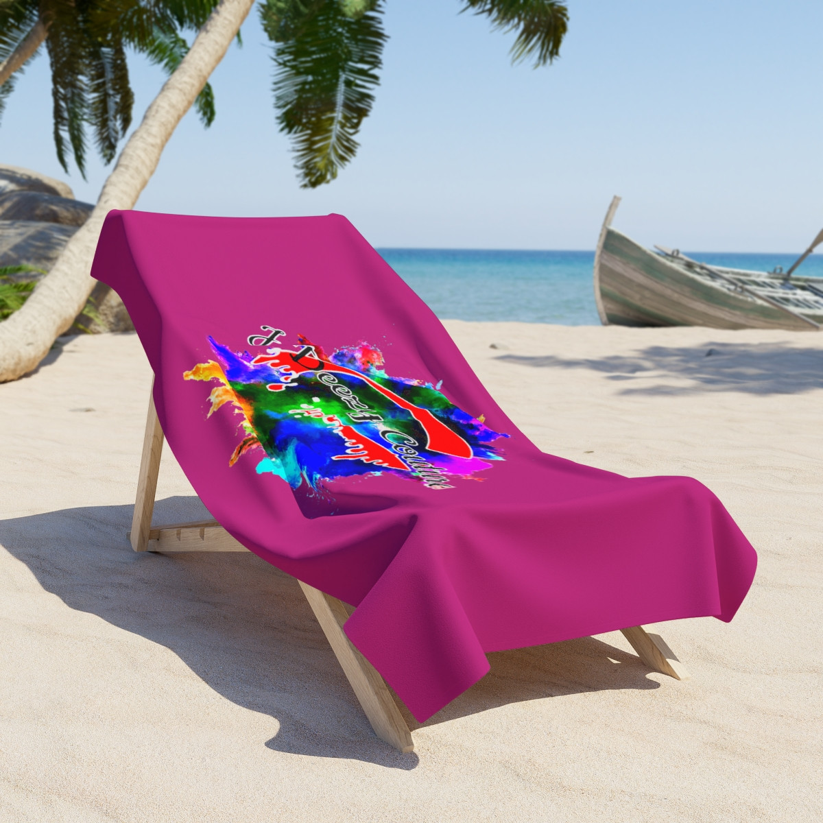 J Deezy Couture Splash Beach Towel Pink