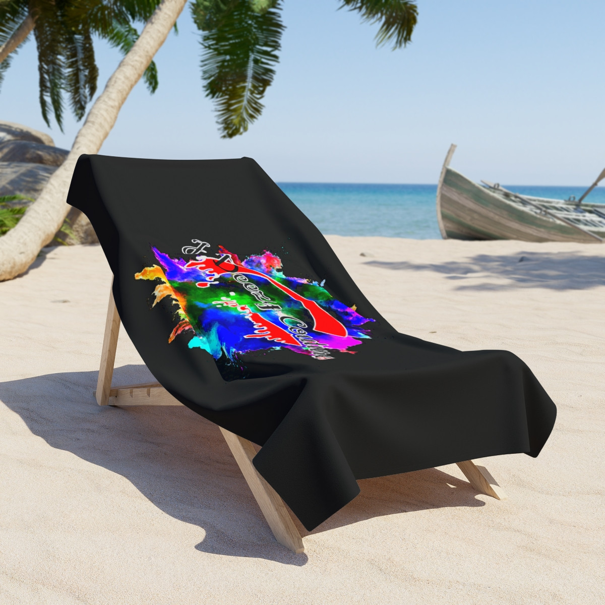 J Deezy Couture Splash Beach Towel Black