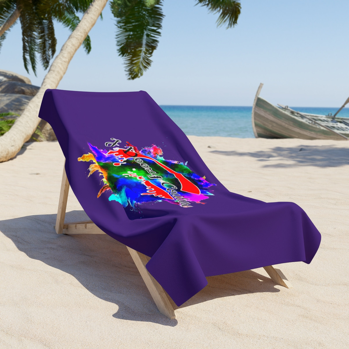 J Deezy Couture Splash Beach Towel Purple