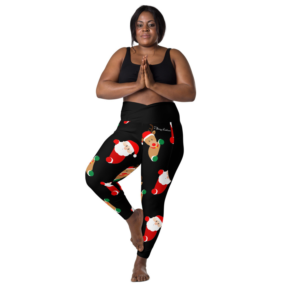 Crossover Christmas Legging With Pockets (Black)