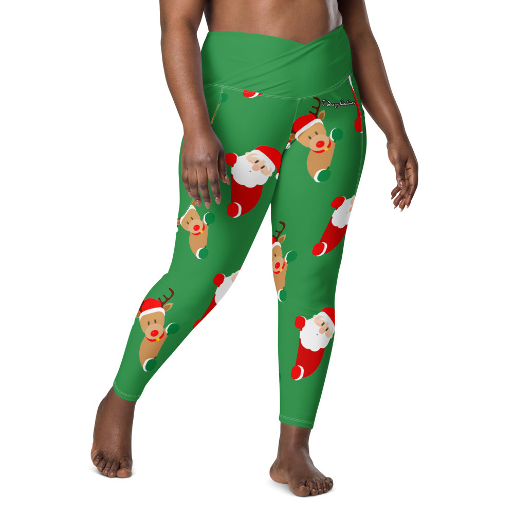 Crossover Christmas Legging With Pockets (Green)