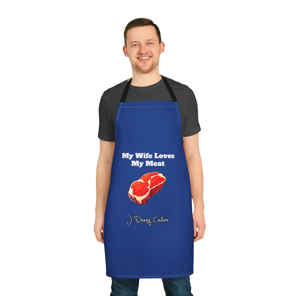 J Deezy Couture Chef Apron for Meat Lovers (Blue)
