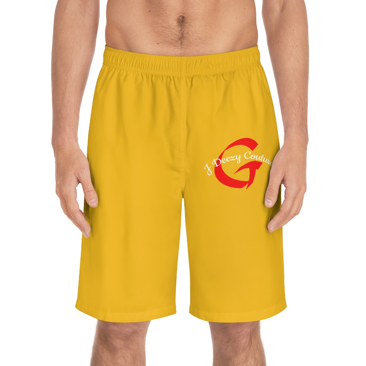 J Deezy Couture Gentlelectual Men's Board Shorts, Swimwear Yellow