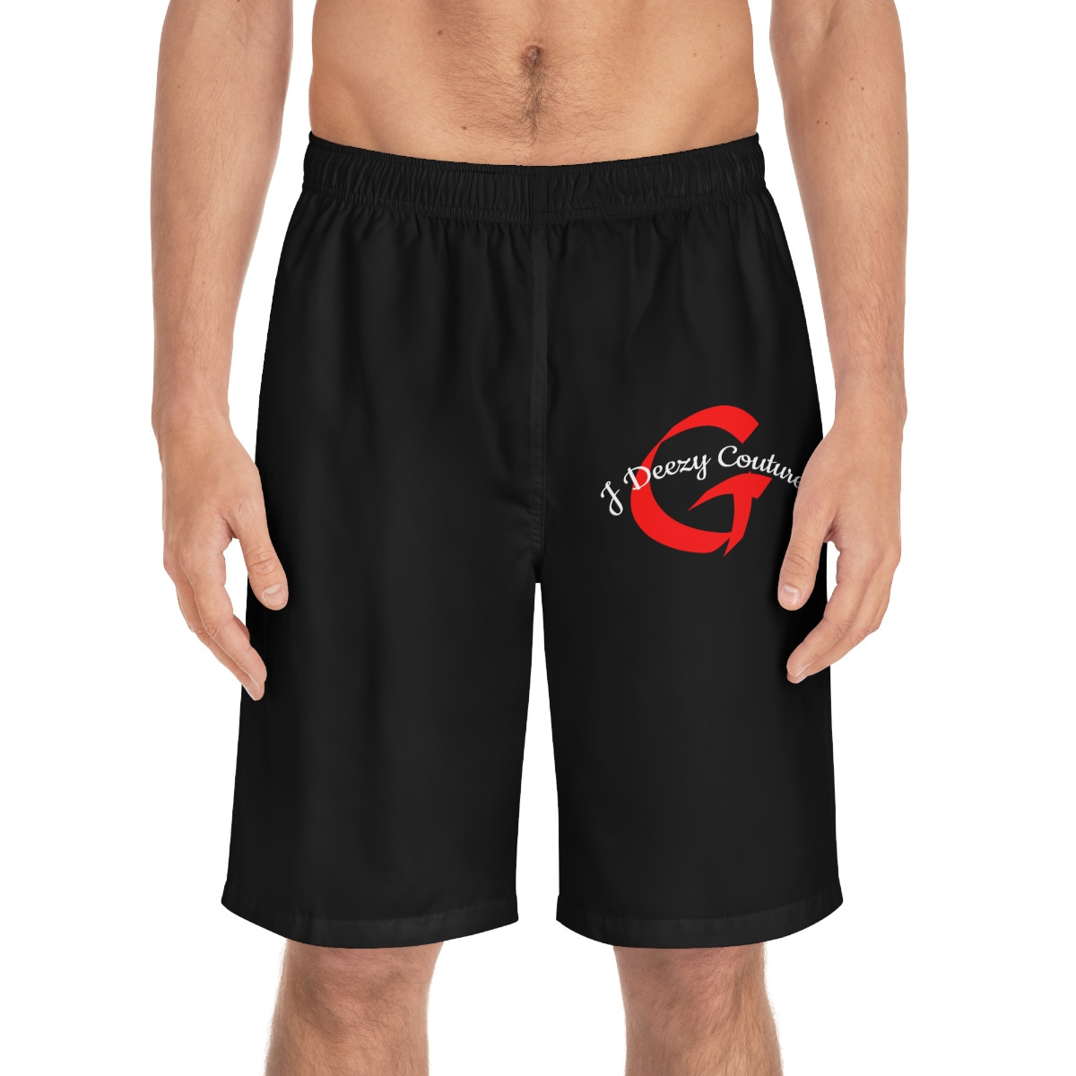 J Deezy Couture Gentlelectual Men's Board Shorts, Swimwear Black