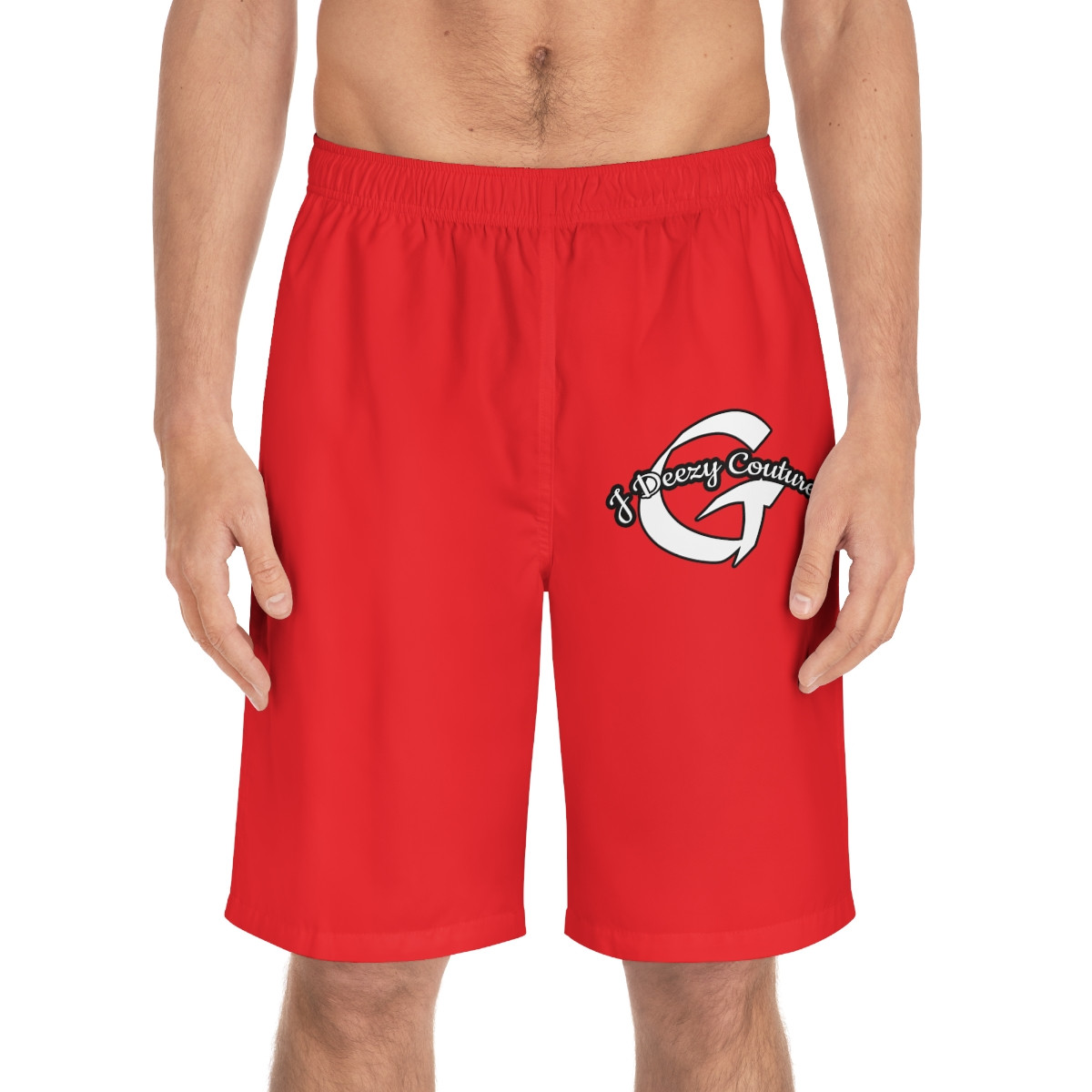 J Deezy Couture Gentlelectual Men's Board Shorts, Swimwear Red
