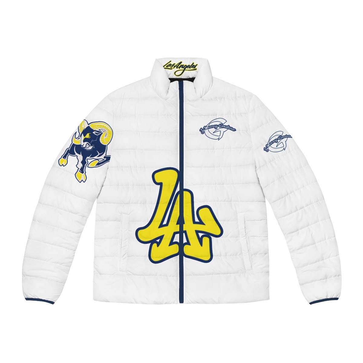 Unisex Los Angeles Puffer Jacket White Gold