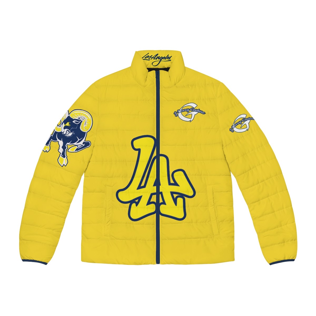 Unisex Los Angeles Puffer Jacket Gold