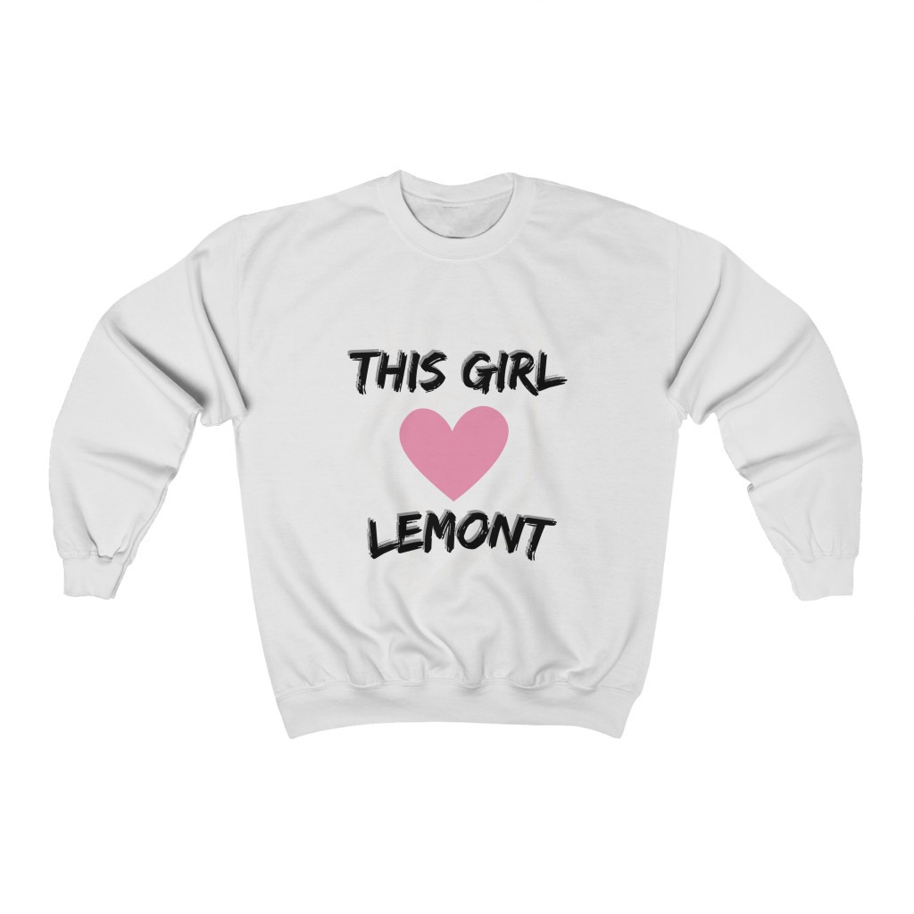 Girl Loves Lemont Unisex Heavy Blend™ Crewneck White Sweatshirt PFY2016