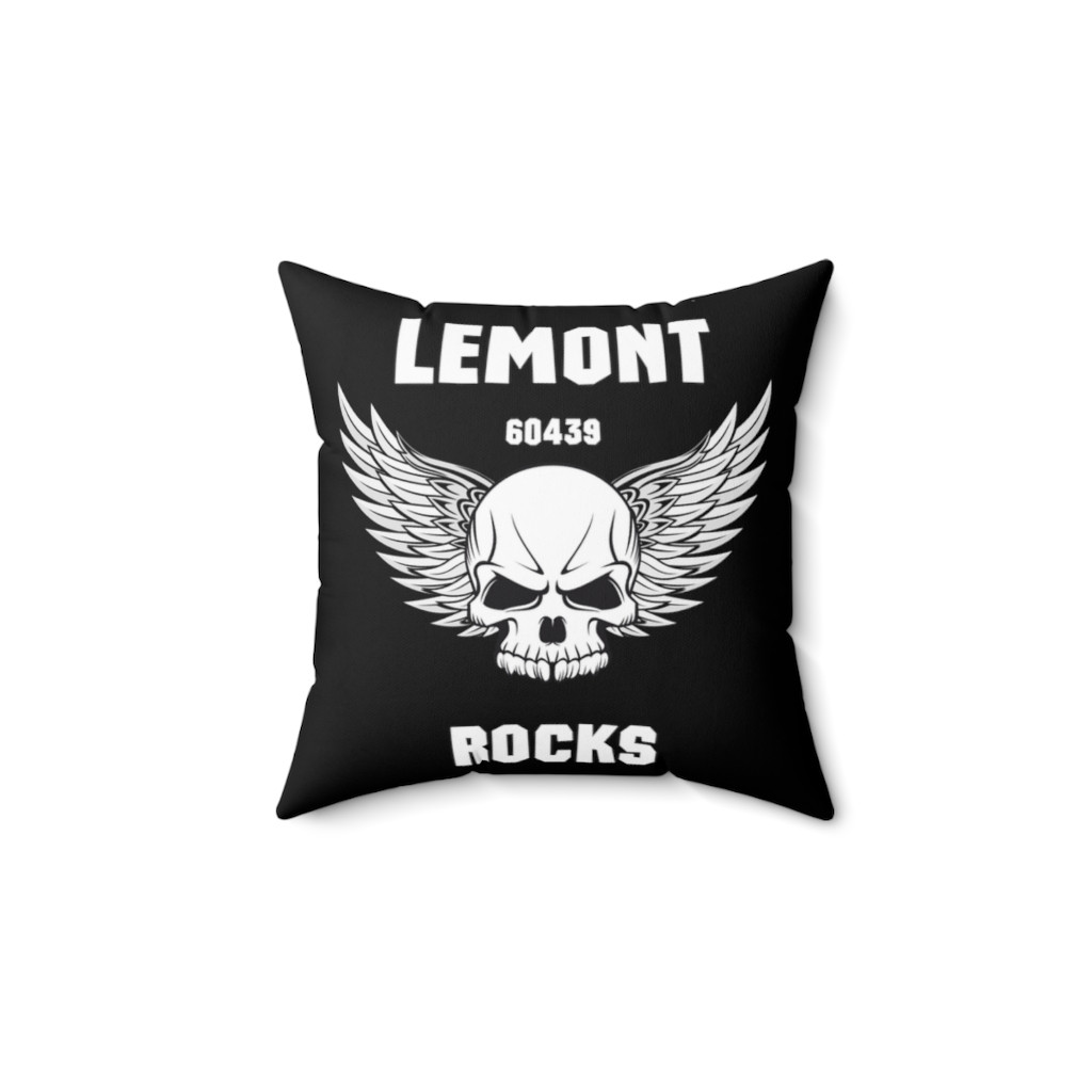 Lemont Rocks Black Spun Polyester Square Pillow PFY2018