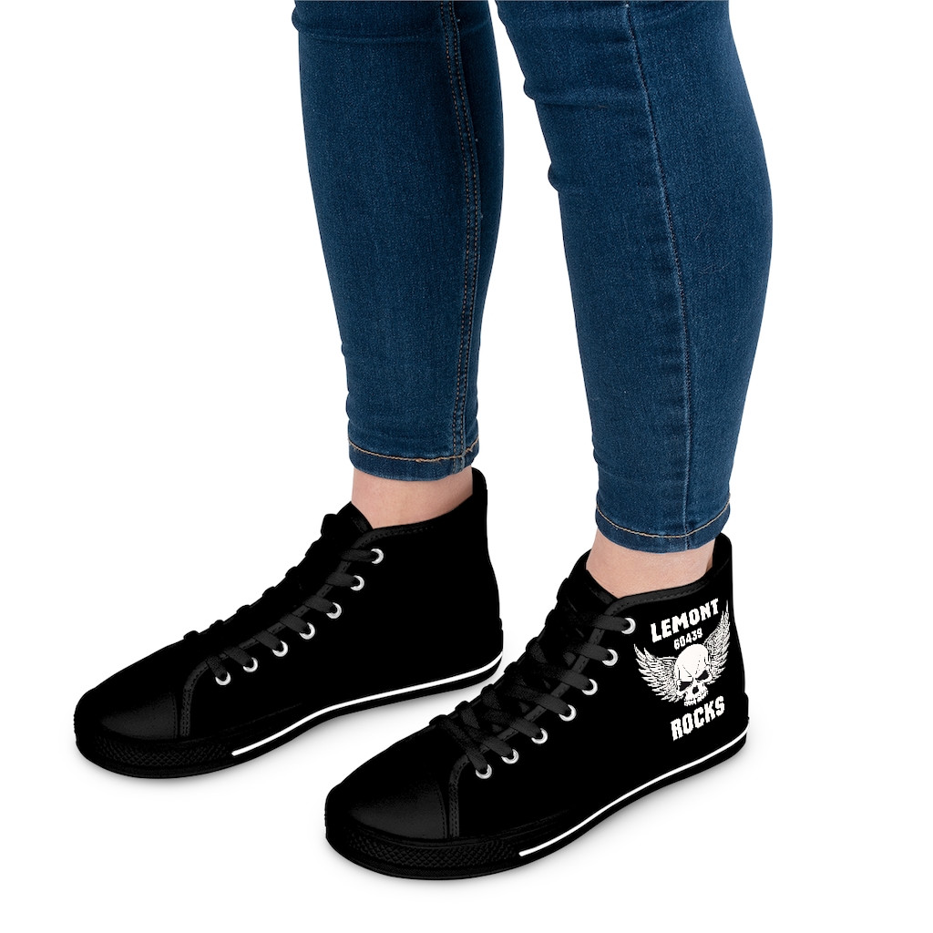 Lemont Rocks Women's High Top Sneakers Black PFY9898