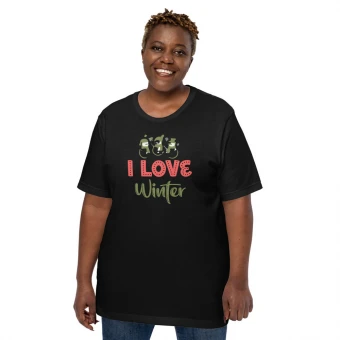 I Love Winter Three Snowman Unisex T-Shirt
